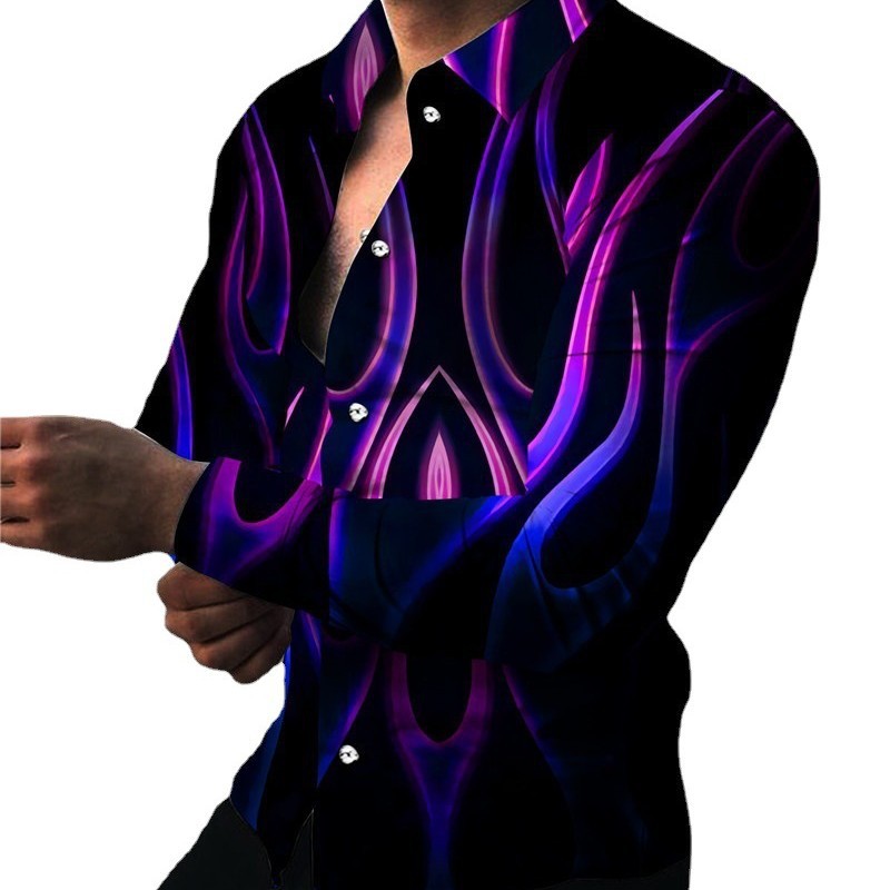 Men's long sleeve shirt with modern neon pattern and tailored fit Lisslune
