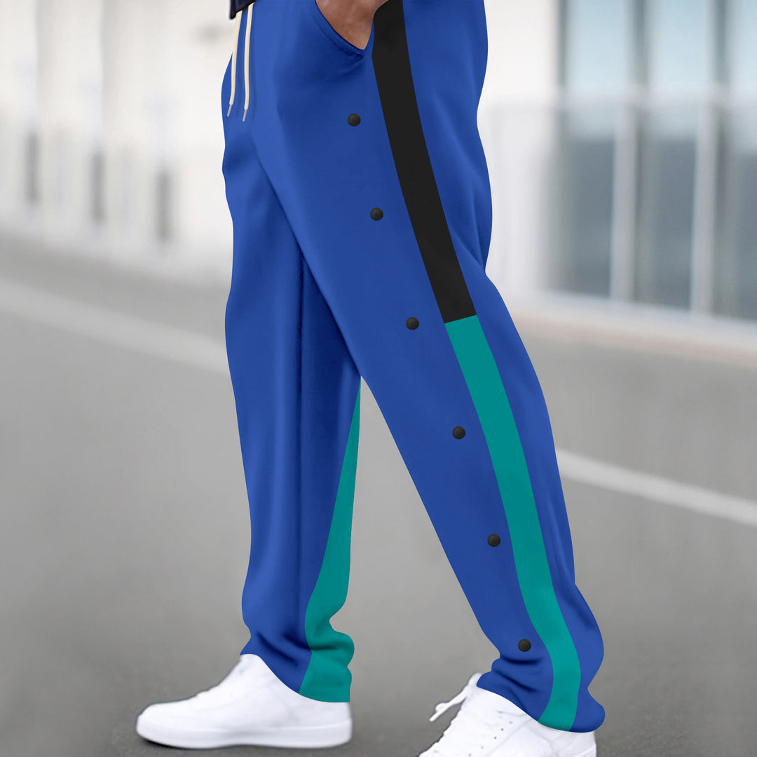 Men's sporty training pants with side snap buttons and elastic waistband Lisslune