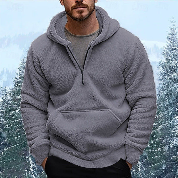 Men's fleece pullover with practical kangaroo pocket Lisslune