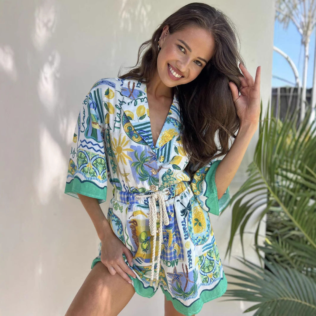 Ladies beach dress with colorful pattern Lune London