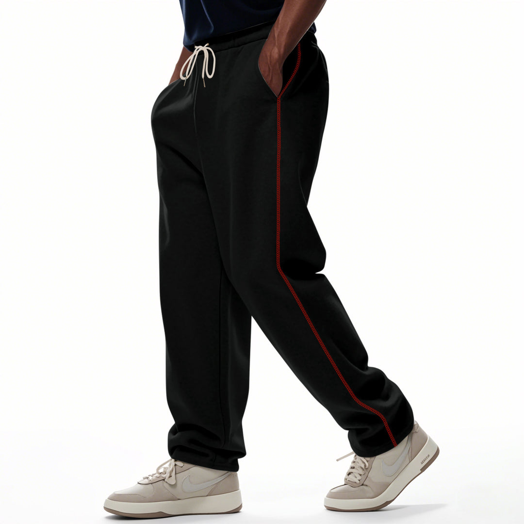 Men's sporty leisure pants with side contrast seams and drawstring Lisslune