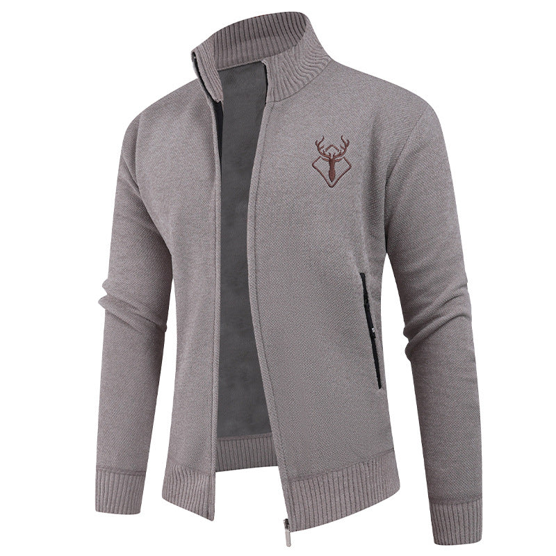 Men's cardigan with high collar and practical zip pockets Lisslune