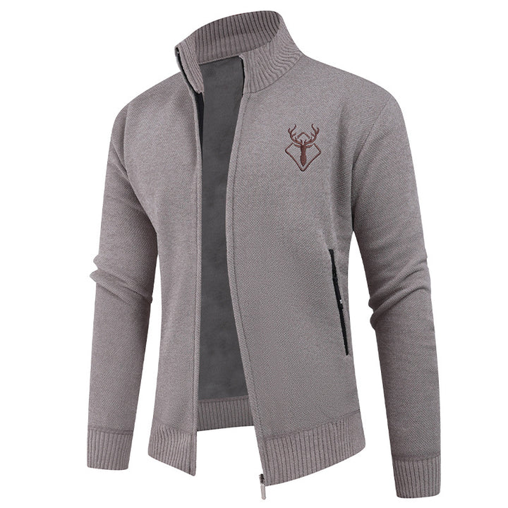 Men's cardigan with high collar and practical zip pockets Lisslune