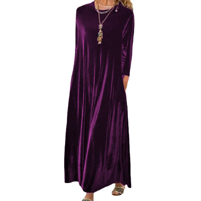 Women's maxi dress with elegant cut and pockets Lisslune