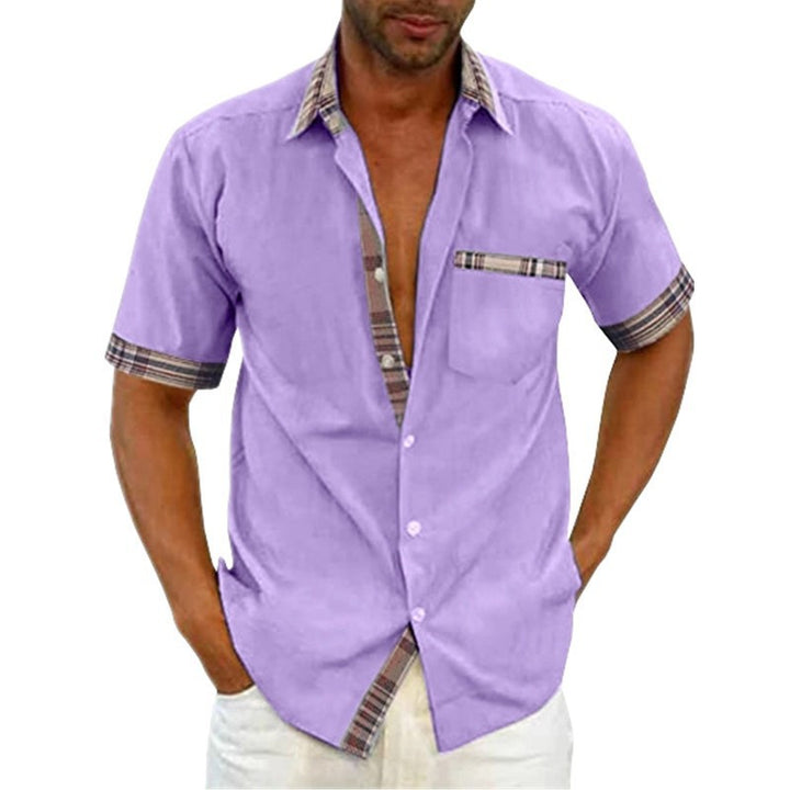 Men's short-sleeve shirt with modern check pattern and chest pocket Lisslune