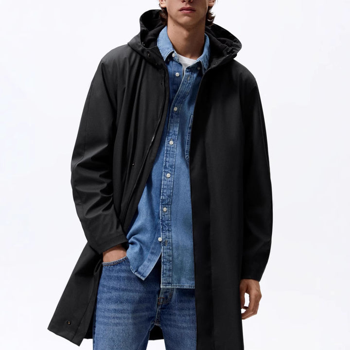 Men's raincoat with practical hood and longer cut Lisslune