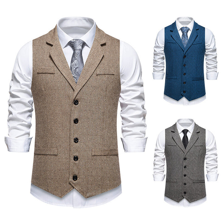 Men's suit vest in elegant herringbone pattern with practical pockets Lisslune