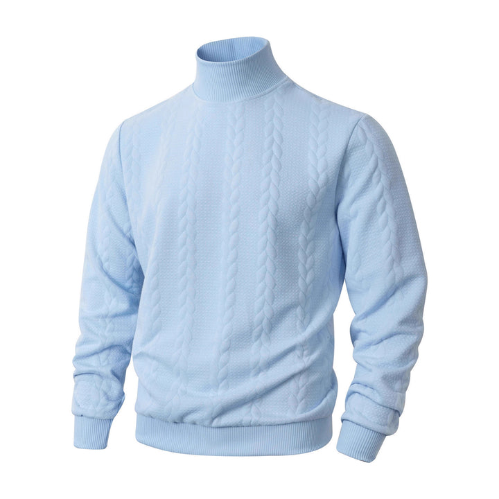 Men's stylish knitted sweater with stand-up collar and textured design Lisslune
