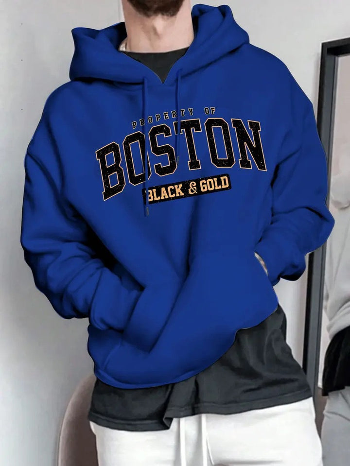 Men's hoodie with striking Boston print and soft interior Lisslune