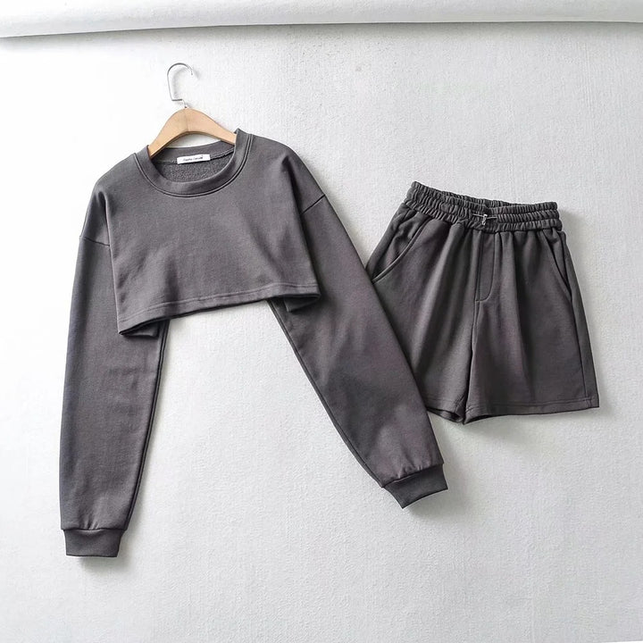 Women's casual crop top and shorts set Lisslune