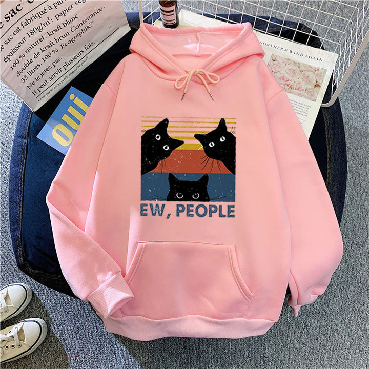 Women’s hoodie with stylish cat motif and inspiring lettering Lisslune
