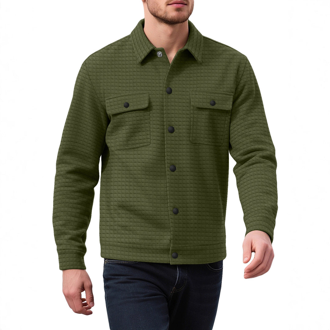 Men's casual flannel jacket with textured fabric and practical pockets Lisslune