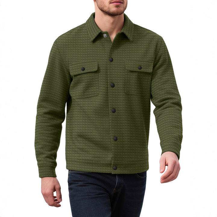 Men's casual flannel jacket with textured fabric and practical pockets Lisslune