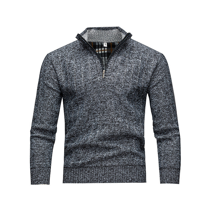 Men's Comfortable Turtleneck Sweater with Modern Zipper and Textured Design Lisslune