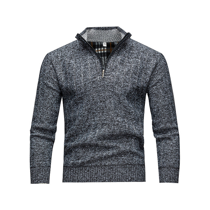 Men's Comfortable Turtleneck Sweater with Modern Zipper and Textured Design Lisslune
