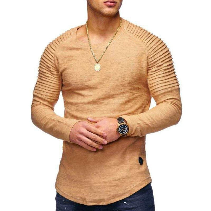 Men's long-sleeve shirt with textured shoulder design Lisslune