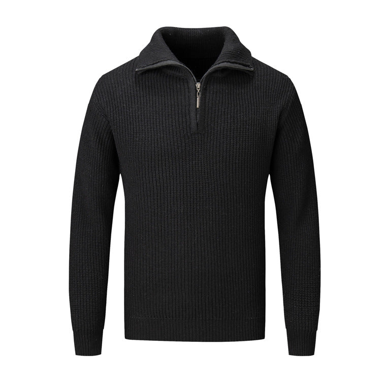 Men's leisure pullover with half zipper and textured knit pattern Lisslune