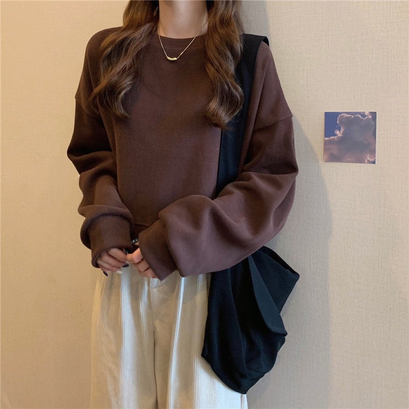 Women's Casual Oversized Sweatshirt with Comfort Collar and Soft Cuffs