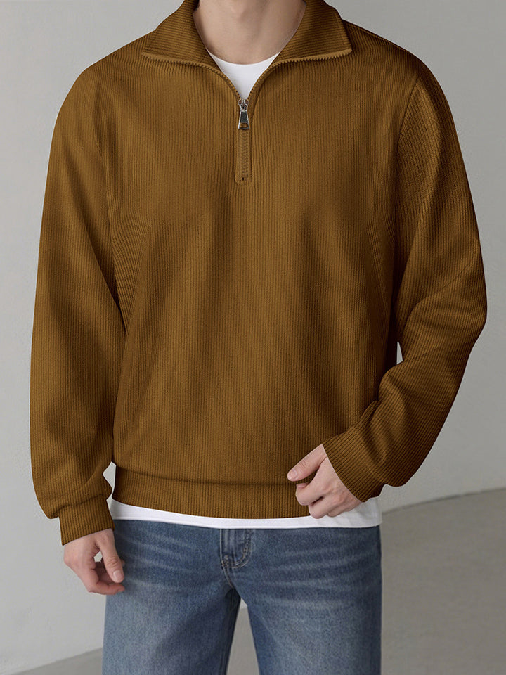 Men's Sports Sweater with Zipper and Textured Design Lisslune