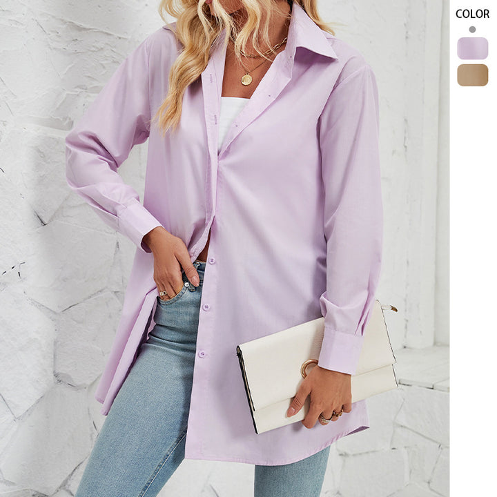 Women's shirt blouse with an elegant oversized cut and classic button details Lisslune