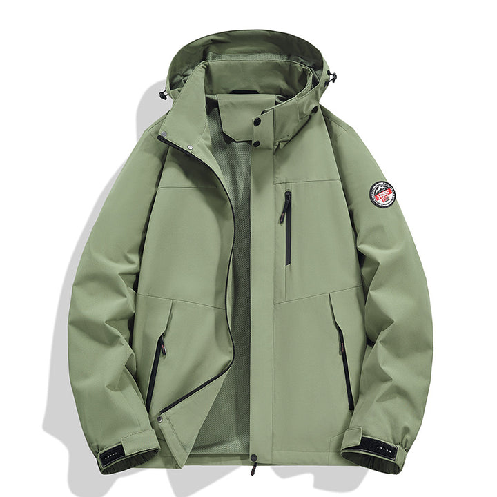 Men's Weatherproof Outdoor Jacket with Multifunctional Pockets and Adjustable Hood Collar Lisslune