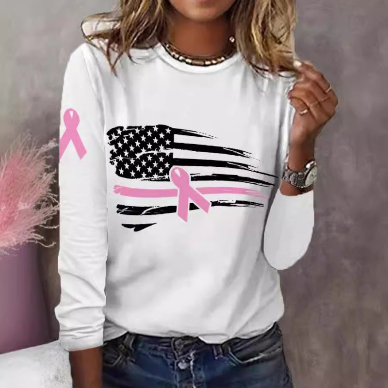 Women's casual T-shirt with creative flag and bow design Lisslune