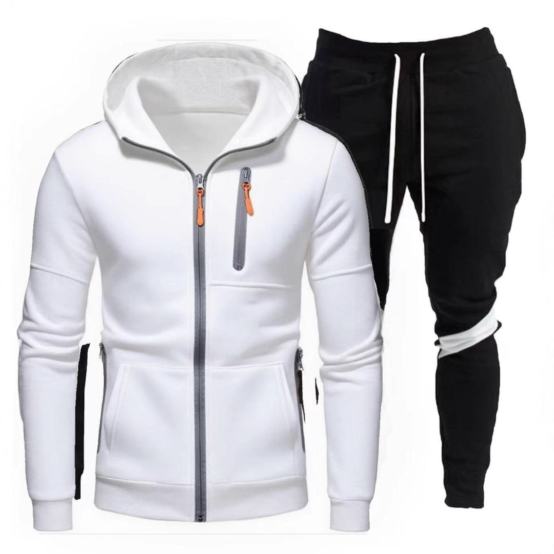 Men's sporty hooded jacket with practical zipper and jogger pants Lisslune