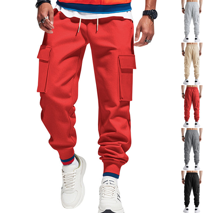 Men's cargo pants with elastic waistband and practical side pockets Lisslune