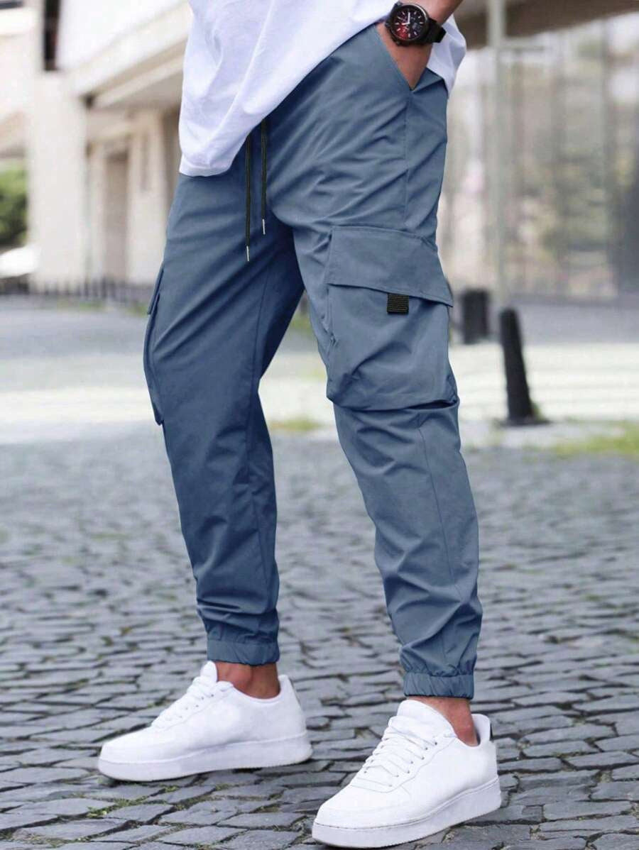 Men's cargo joggers with elastic waistband and practical side pockets Lisslune