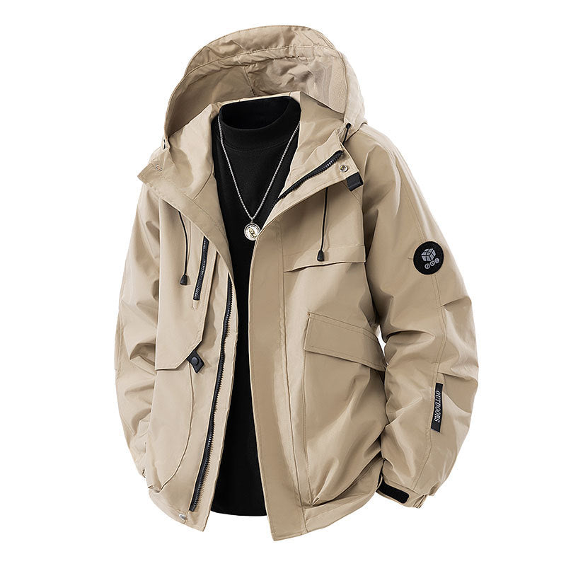 Men's Waterproof Functional Jacket with Adjustable Hood and Practical Pockets Lisslune