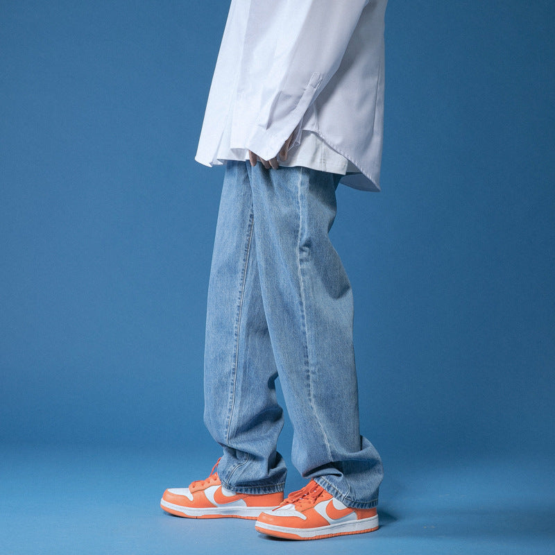 Men's loose vintage-style high-waisted denim jeans Lisslune