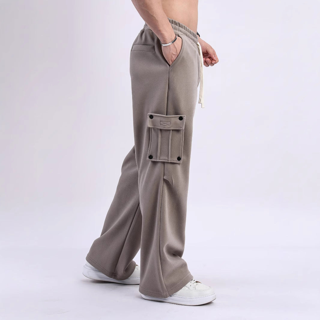 Men's Cargo Jogging Pants with Side Pockets and Elastic Waistband Lisslune