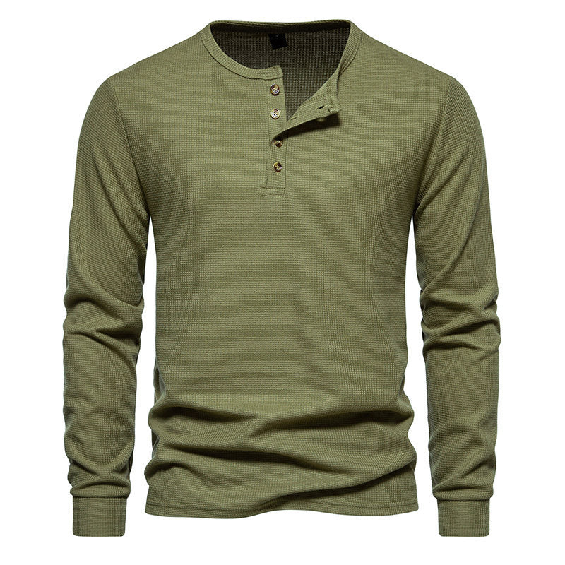 Men's long sleeve shirt with button placket and textured design Lisslune