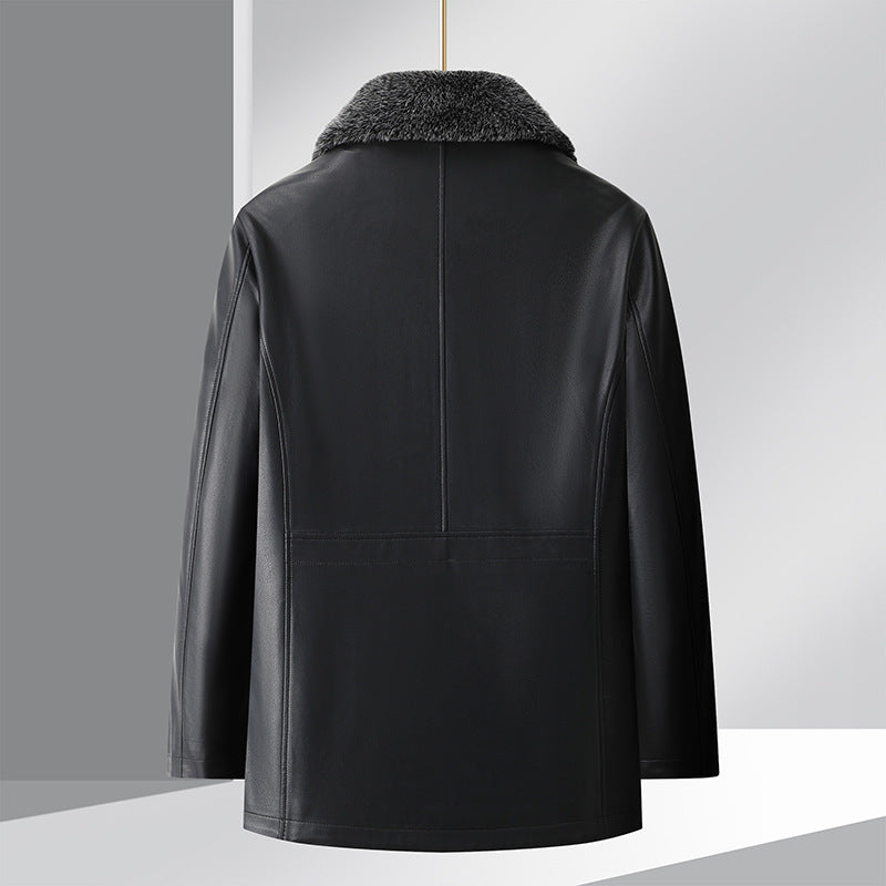Men's Elegant Leather Jacket with Insulating Inner Lining Lisslune