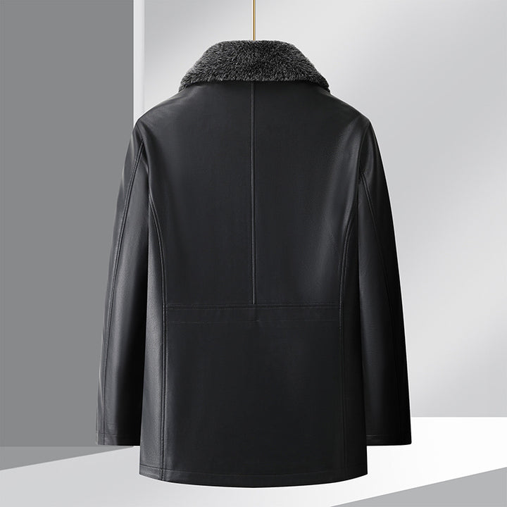 Men's Elegant Leather Jacket with Insulating Inner Lining Lisslune