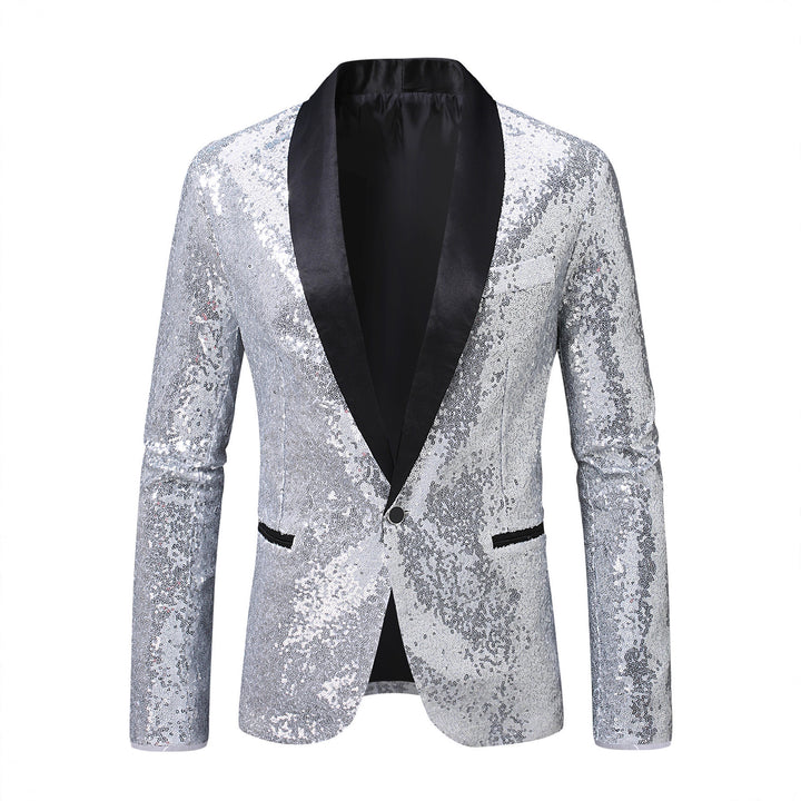 Men's elegant sequin blazer with shiny lapel Lisslune