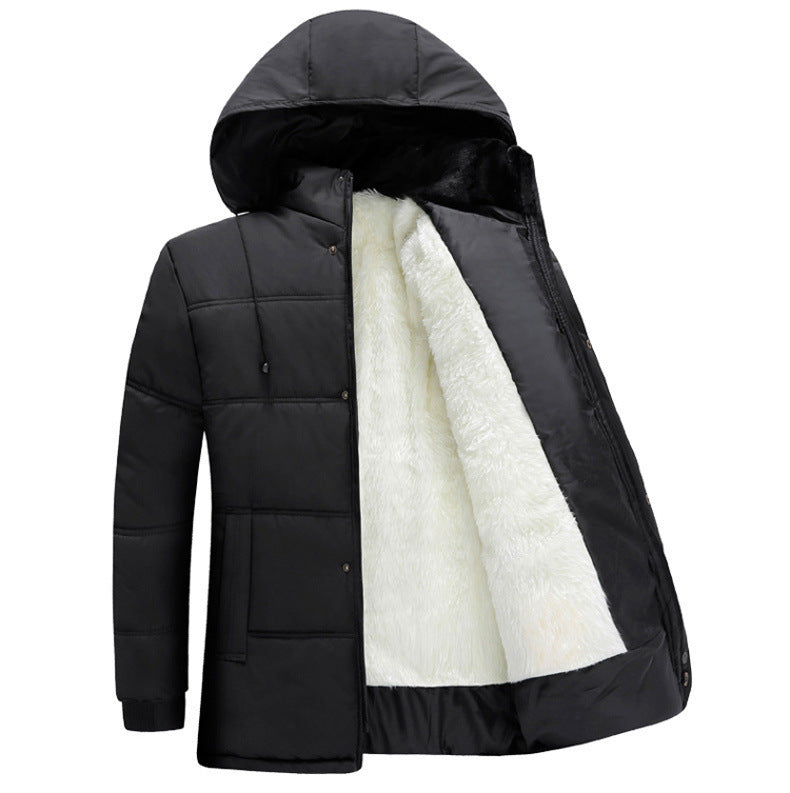 Men's quilted winter jacket with fluffy inner lining and adjustable hood collar Lisslune