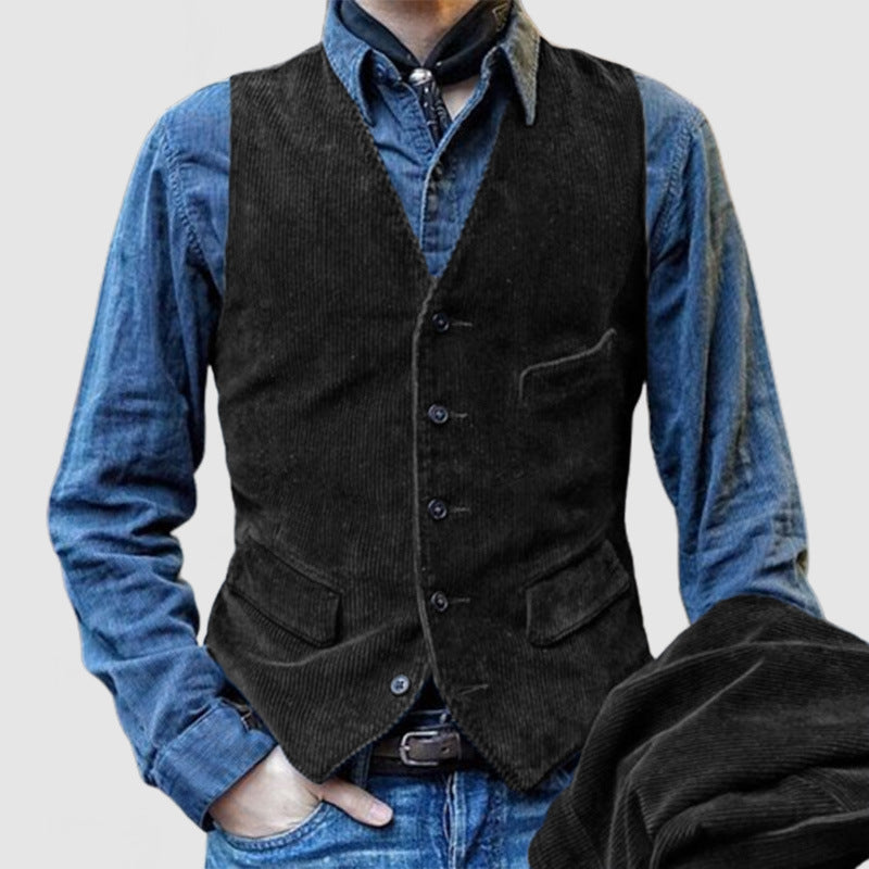 Men's cord waistcoat in a rustic look with practical pockets Lisslune