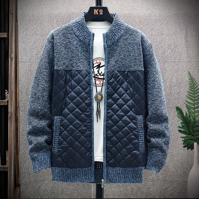Men's quilted jacket with knit details and high collar Lisslune