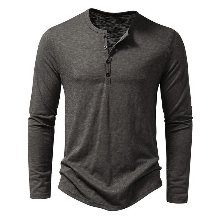 Men's Long Sleeve Henley Shirt with Button Placket and Lightweight Fabric Lisslune