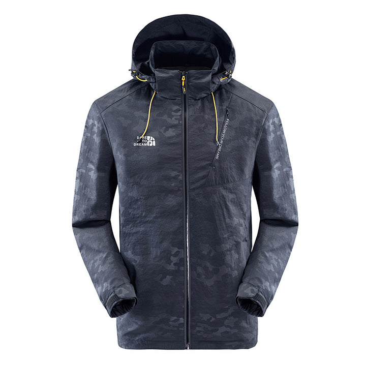 Men's water-repellent camouflage jacket with adjustable hood Lisslune
