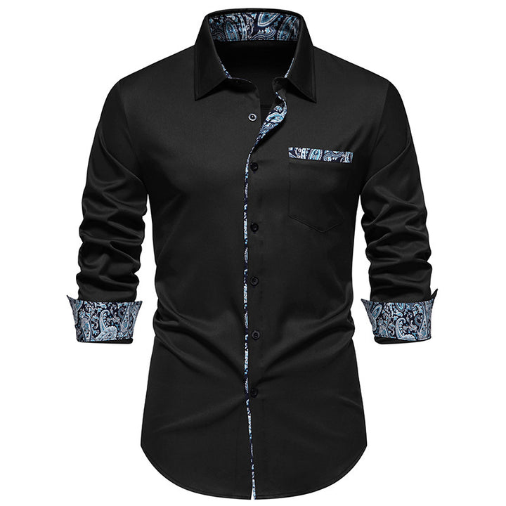 Men's Long Sleeve Shirt with Modern Paisley Design Lisslune