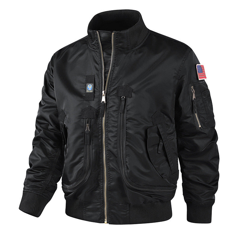 Men's Military-Inspired Bomber Jacket with Practical Zip Pockets Lisslune