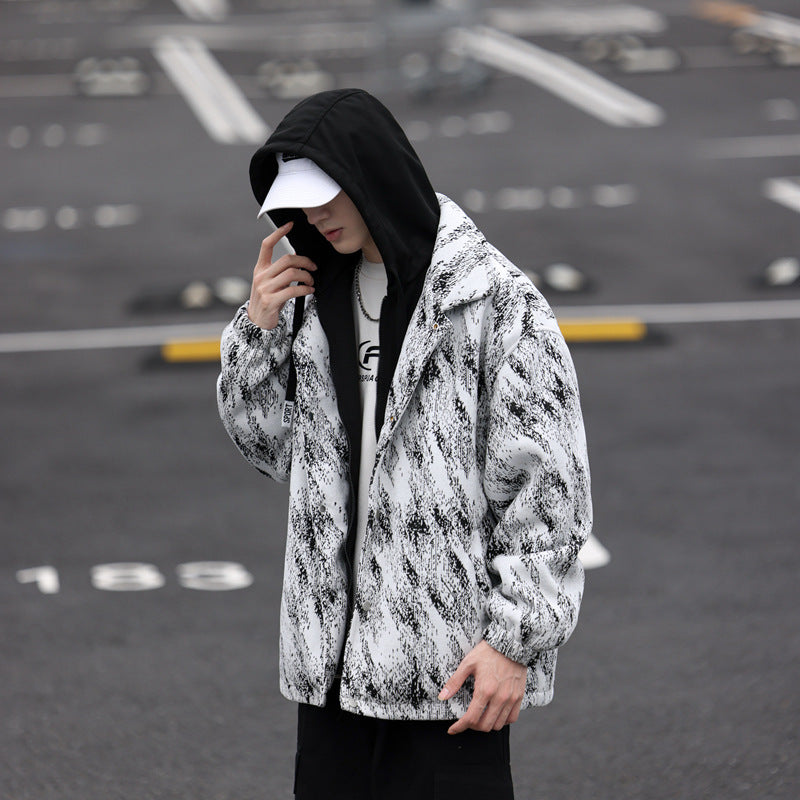 Men's stylish transition jacket in check pattern with hood Lisslune
