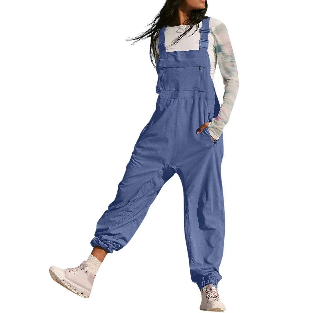 Women's Casual Jumpsuit with Practical Pockets and Elastic Hem Lisslune