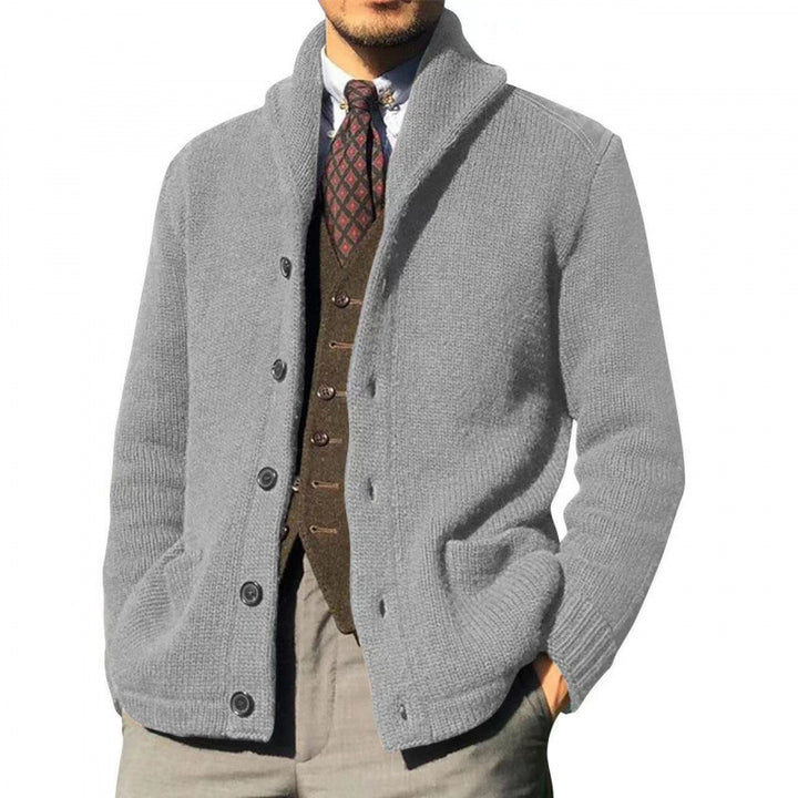 Men's cardigan with modern stand-up collar and practical buttons Lisslune