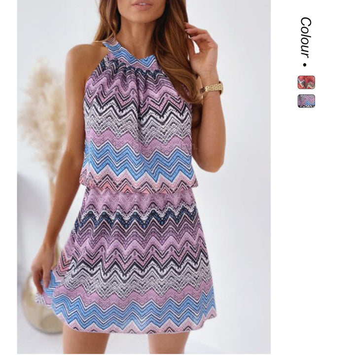 Women's Halter Mini Dress with Zigzag Pattern and Airy Fit Lune London