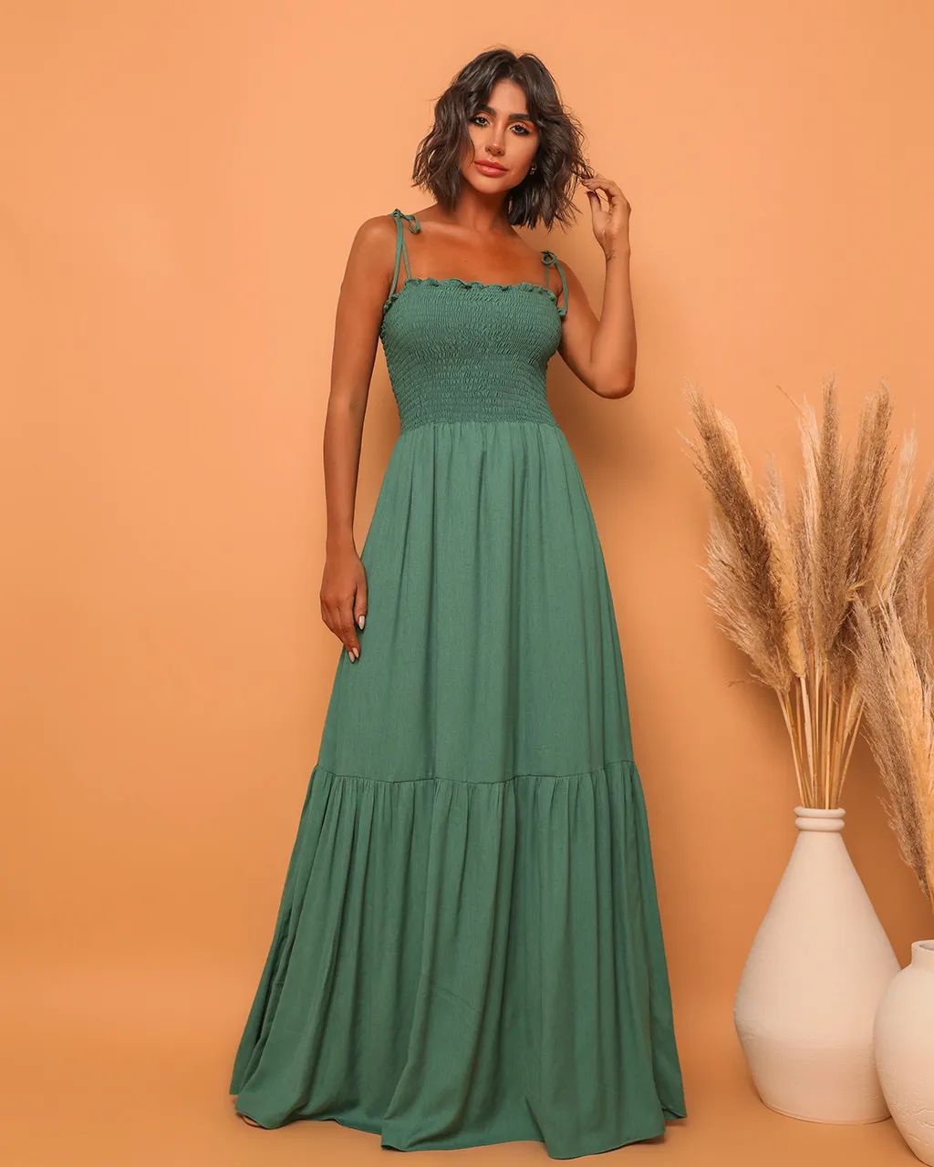 Women's airy maxi dress with spaghetti straps and ruffle details Lisslune