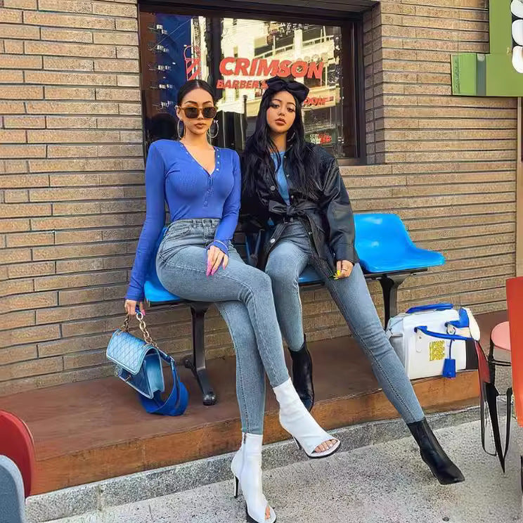 Damen Skinny Jeans mit Hochbund und sculptierendem Effekt Lisslune
