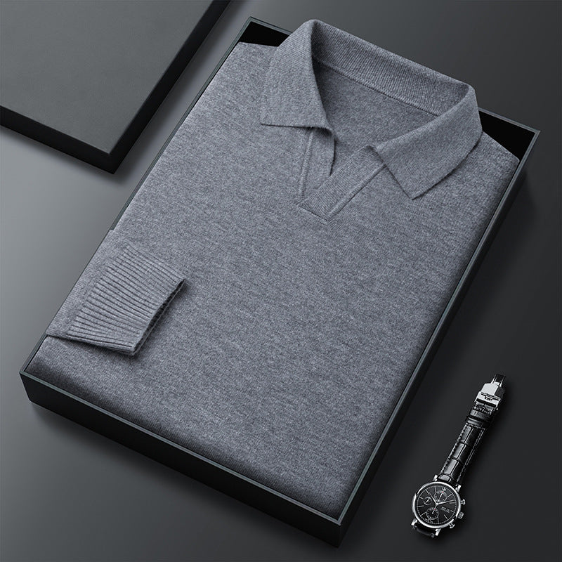 Men's Elegant Sweater with Fine V-Neck and Textured Design Lisslune